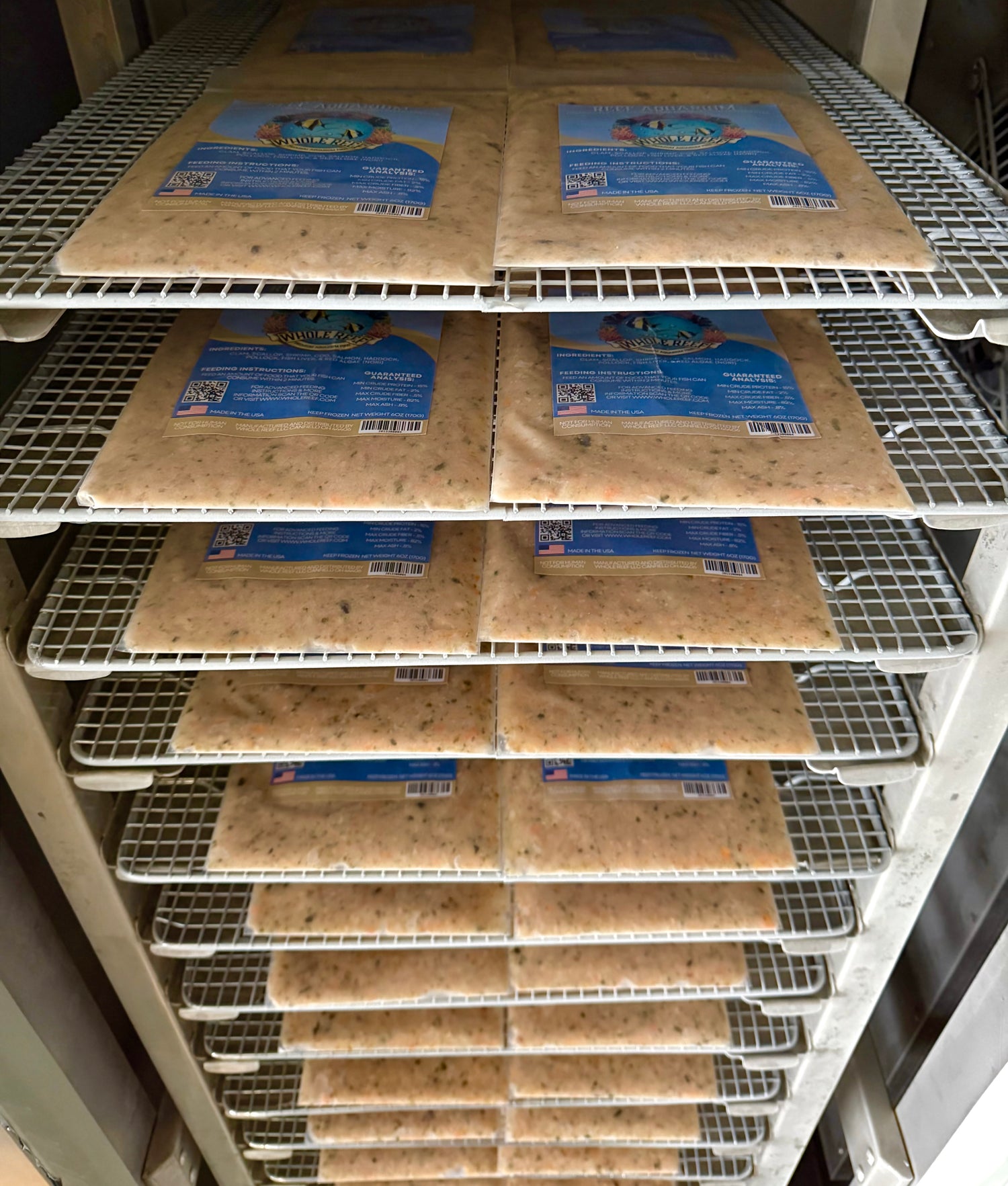 Whole Reef Frozen Fish Foods in Flash Freezer